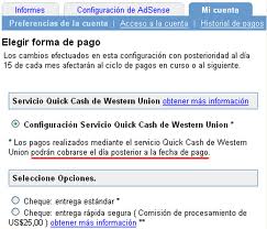 Adsense habilita Servicio Quick Cash de Western Union