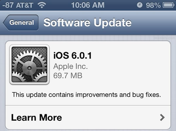 Apple lanza actualización para iPhone 5: iOS 6.0.1