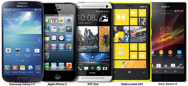Galaxy S 4 vs iPhone 5, HTC One, Lumia 920 y Xperia  Z - El Enfrentamiento Final!