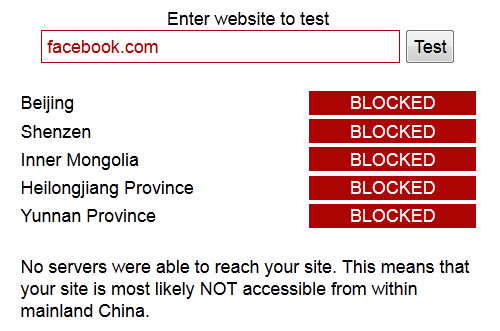 BlockedInChina Facebook bloqueado en China