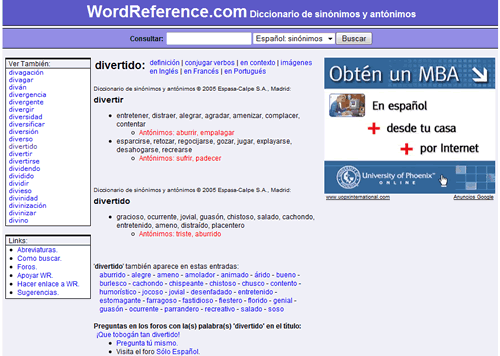 WordReference Sinonimos