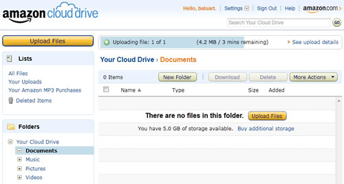 Amazon Cloud Drive, Amazon te da 5 GB de espacio de almacenamiento gratis