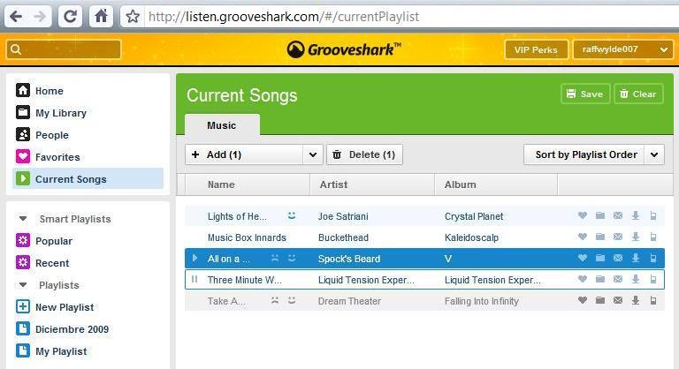 Interfaz de Grooveshark