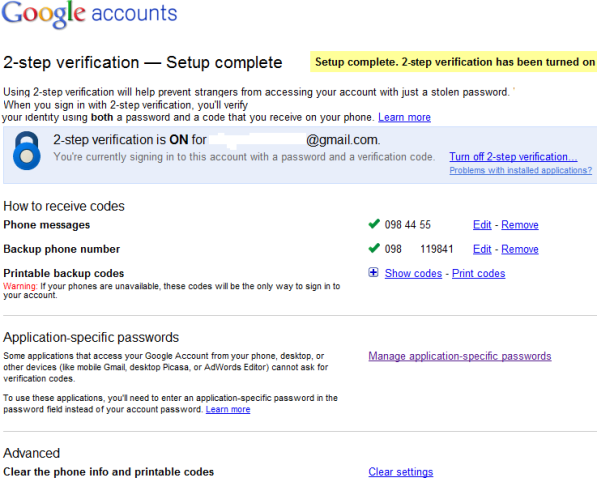 Application Specific Password