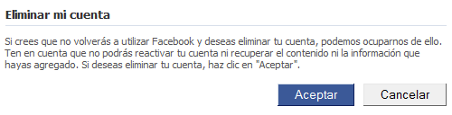 Eliminar cuenta de Facebook
