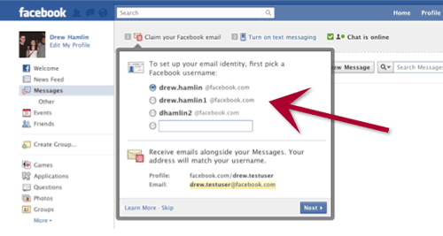 Correo electronico de Facebook