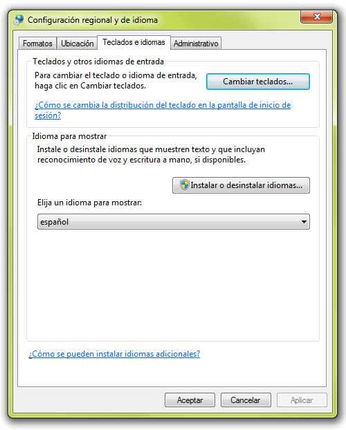 Teclados e idiomas Windows 7