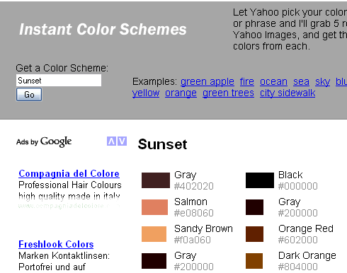instant color schemes