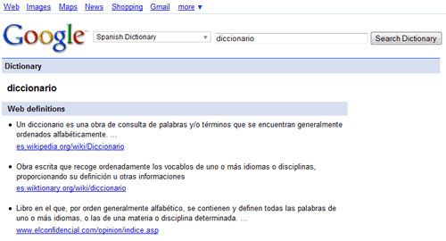 Diccionario de Google