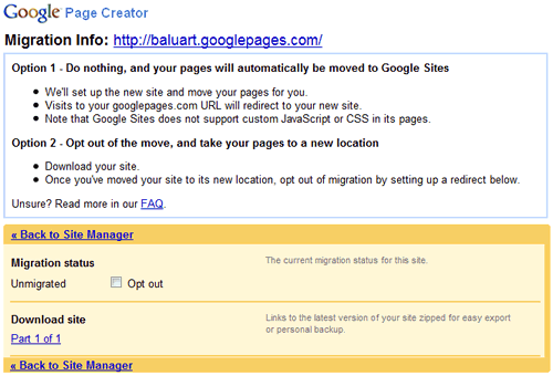 Mgracion de Google Pages a Google Sites