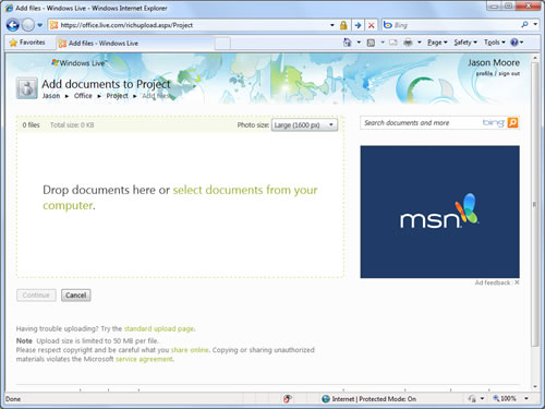 Office Web Apps: Subir documentos