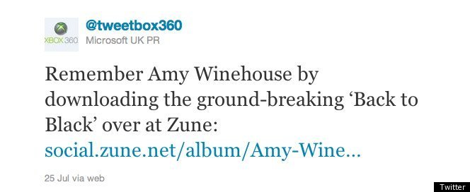 Amy Winehouse Microsoft Tweet