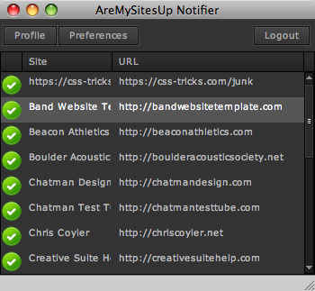 AreMySitesUp Notifier