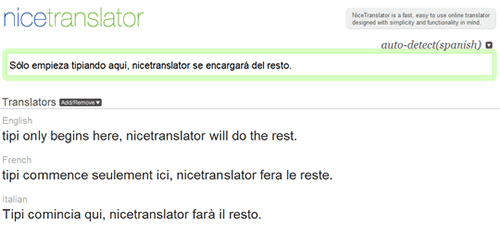 Nice Translator, traduccion en linea
