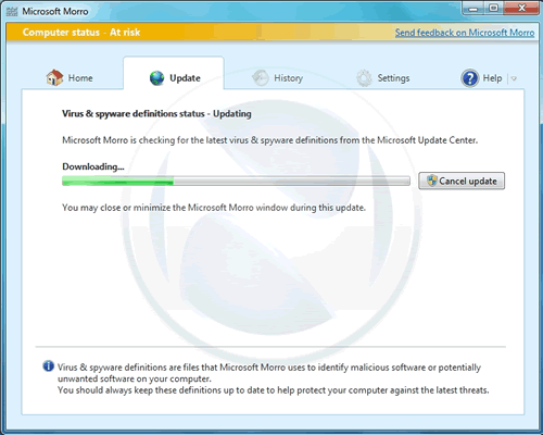 Screenshoots de Morro, el antivirus de Microsoft