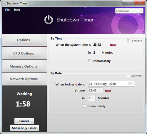 Shutdown Timer te permite programar el apagado y reinicio de la PC