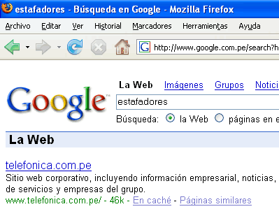 En Perú, el Google bombing sigue vivito y coleando