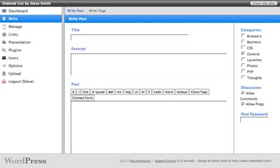 Screenshots del Nuevo Panel de Control de Wordpress