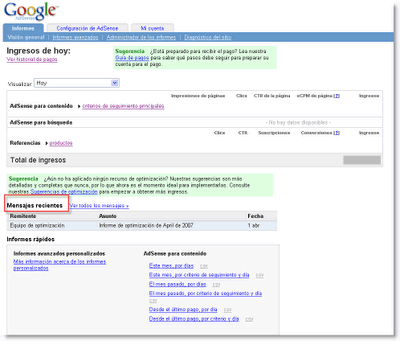 Consejos personalizados de AdSense