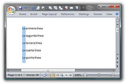 Cómo seleccionar texto verticalmente con Office 2007