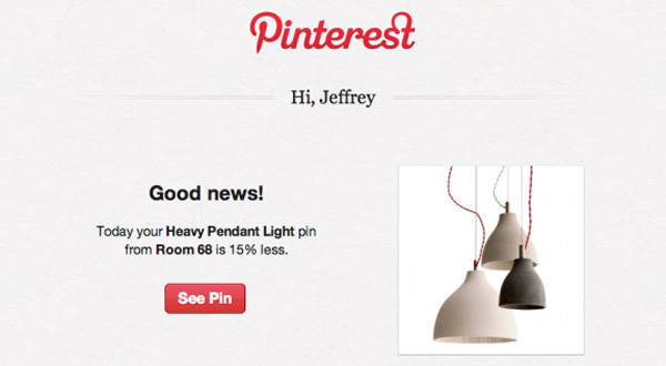 Pinterest enviará alertas cuando los artículos "pin" salgan en oferta