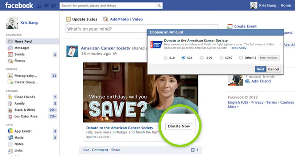 Facebook lanza el botón "donar" para organizaciones sin fines de lucro