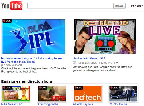 YouTube lanza canales de video en vivo