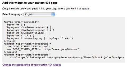 404 error google widget