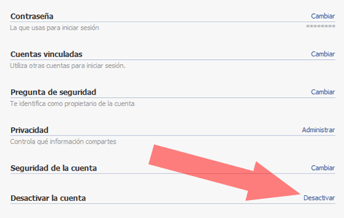 Cómo desactivar una cuenta en Facebook