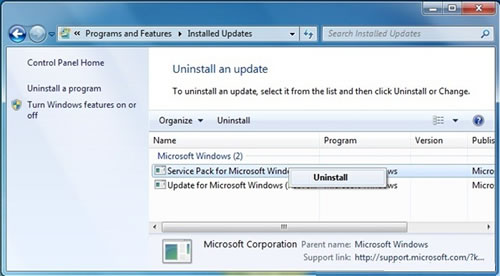 Desinstalar SP1