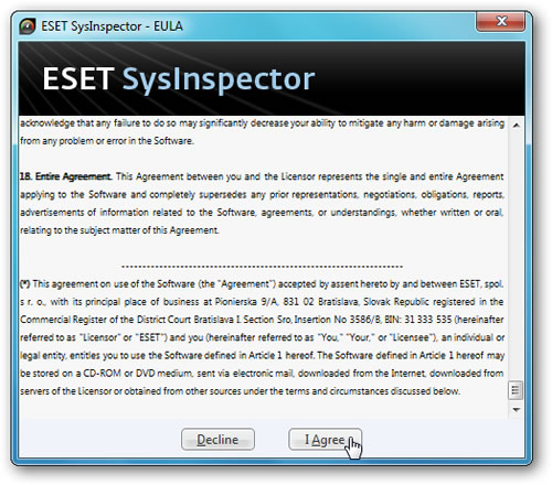 ESET SysInspector EULA