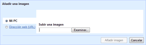 Popup para insertar imágenes en Gmail