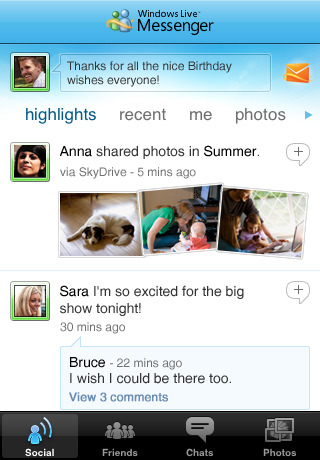Windows Live Messenger para el iPhone