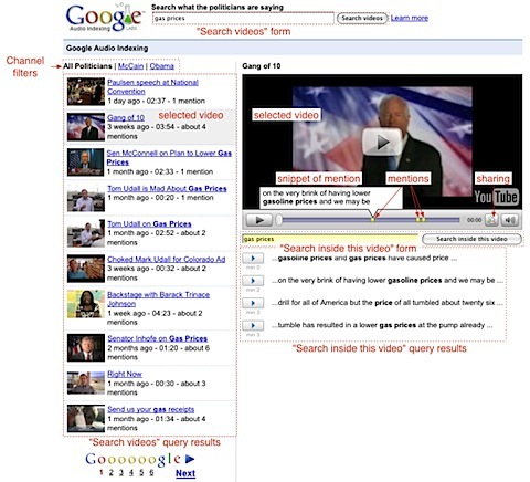 Google audio indexing