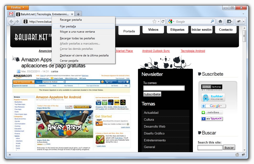 Firefox 4 Fijar Pestaña